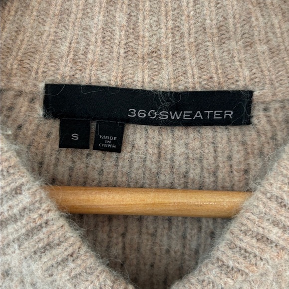 360 Cashmere Sweater Wool Zipper Cardigan Beige Sz Small Grandpacore Neutral - Picture 8 of 12
